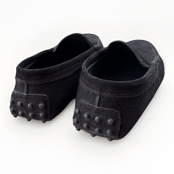 Tods Black Suede Driving Moccasins Loafers Size 38.5 Slip On Comfort Luxury - Picture 3 of 7